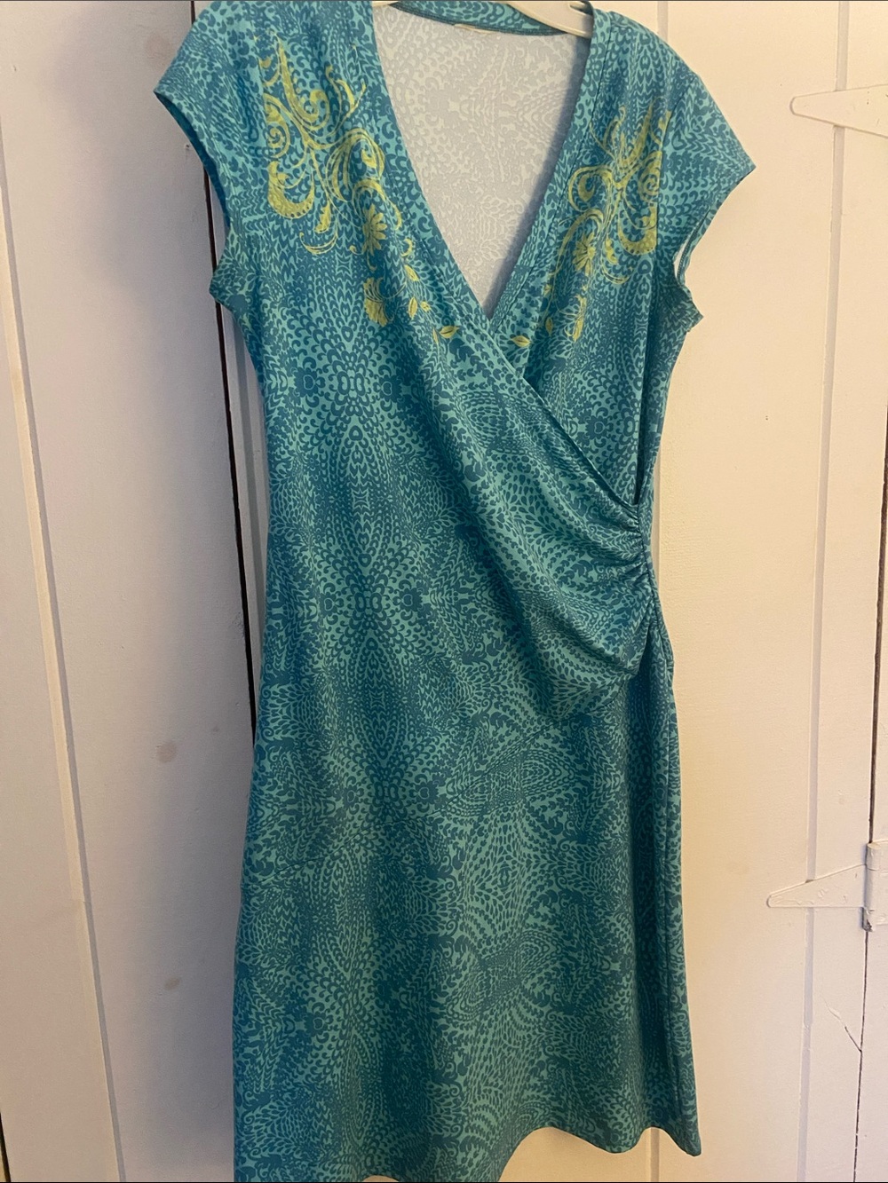 Athleta Teal Midi Dress with Yellow Accents